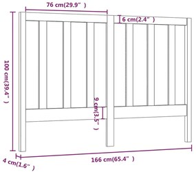 vidaXL Κεφαλάρι Κρεβατιού Λευκό 166 x 4 x 100 εκ. Μασίφ Ξύλο Πεύκου