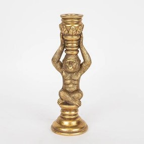 Κηροπήγιο Πίθηκος 752-26045 8x8x26cm Antique Gold Estheti Home Πολυρεσίνη