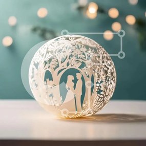 Intra Συλλεκτικό Ξύλινο Παζλ Plywood 4mm - Εορταστικό χάρτινο φανάρι με σιλουέτες δέντρων Σε Ξύλινο Κουτί - Διαστάσεις: 10x10 cm – 25 κομμάτια