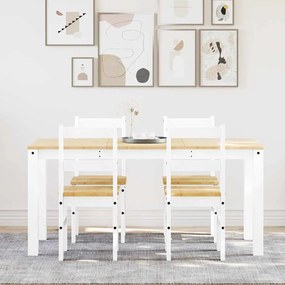 vidaXL Σετ Τραπεζαρίας 5 Τεμαχίων Panama από Μασίφ Ξύλο Πεύκου Λευκό