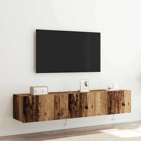 vidaXL Ντουλάπες τηλεόρασης με φώτα LED 2 τεμάχια Παλιό ξύλο 80x35x31 εκ.