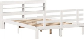 vidaXL Πλαίσιο Κρεβατιού Κεφαλάρι Λευκό 150x200εκ Μασίφ Πεύκο