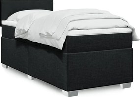 vidaXL Κρεβάτι Boxspring με Στρώμα Μαύρο 80 x 200 εκ. Υφασμάτινο