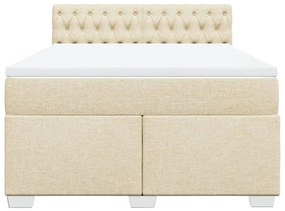 Κρεβάτι Boxspring με Στρώμα Κρεμ 140x190 εκ. Υφασμάτινο - Κρεμ