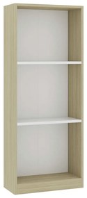 vidaXL Βιβλιοθήκη με 3 Ράφια Λευκό/Sonoma 40x24x108 εκ. Μοριοσανίδα