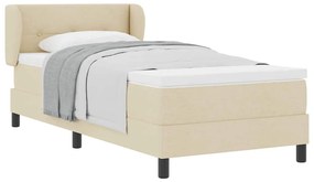 vidaXL Κρεβάτι box spring με στρώμα με στρώμα Κρεμ 90 x 200 cm ύφασμα