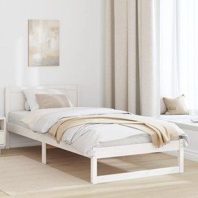 vidaXL Κρεβάτι Λευκό Ξύλο 90 x 200 cm Μινιμαλιστικό Κρεβάτι Ορθογώνιο