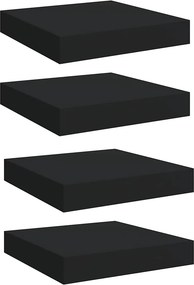 vidaXL Ράφια Τοίχου 4 τεμ. Μαύρα 23x23,5x3,8 εκ. MDF