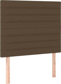 vidaXL Κρεβάτι Boxspring με Στρώμα &amp; LED Σκ.Καφέ 90x200 εκ. Υφασμάτινο