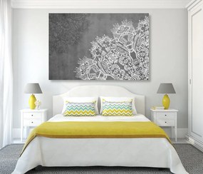 Στοιχεία εικόνας από λουλουδάτα μάνταλα σε μαύρο & άσπρο - 120x80