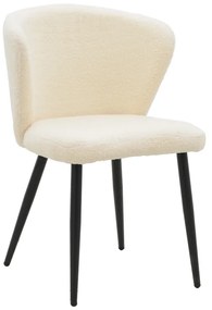 Καρέκλα Mattia  εκρού μπουκλέ ύφασμα-πόδι μαύρο μέταλλο 55x53x80εκ Model: 264