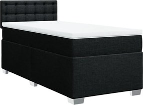vidaXL Κρεβάτι Boxspring με Στρώμα Μαύρο 90x200 εκ. Υφασμάτινο