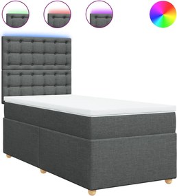 vidaXL Κρεβάτι Boxspring με Στρώμα Σκούρο Γκρι 100x200 εκ. Υφασμάτινο