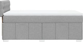 vidaXL Κρεβάτι Boxspring με Στρώμα Ανοιχτό Γκρι 90x190 εκ. Υφασμάτινο