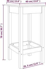 vidaXL Καρέκλες Μπαρ 2 τεμ. Λευκό 40x40x78 εκ. Μασίφ Ξύλο Πεύκου