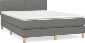 vidaXL Κρεβάτι Boxspring με Στρώμα Σκούρο Γκρι 140x200 εκ Υφασμάτινο