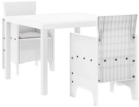 vidaXL Σέτ φαγητού για κήπο 3 pcs Λευκό Rattan Polt