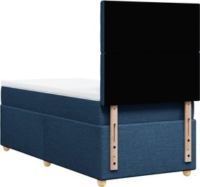 vidaXL Κρεβάτι Boxspring με Στρώμα Μπλε 100 x 200 εκ. Υφασμάτινο