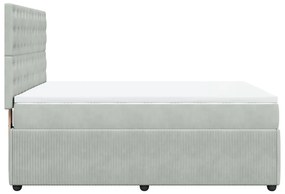 vidaXL Κρεβάτι Boxspring με Στρώμα Ανοιχτό Γκρι 140x190 εκ. Βελούδινο