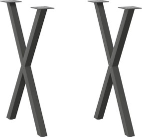 vidaXL Πόδια Τραπεζαρίας σε Σχήμα Χ 2 τεμ. Ανθρακί 50x(72-73) εκ. Ατσάλι