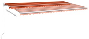 vidaXL Τέντα Αυτόματη με LED&Αισθητ. Ανέμου Πορτοκαλί/Καφέ 6x3,5 μ.