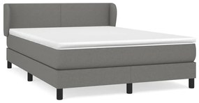 vidaXL Κρεβάτι Boxspring με Στρώμα Σκούρο Γκρι 140x190 εκ. Υφασμάτινο