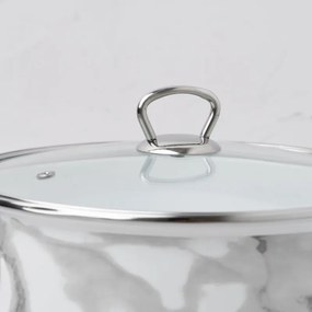 Κατσαρόλα Goldmann GM 8017-20W, 4L, 20x13cm. Εμαγιέ, Αντικολλητική επίστρωση, Επαγωγή, Λευκό/Μάρμαρο