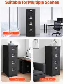 VEVOR 4 Drawer File Cabinet Metal Vertical Cabinet with Lock for Home Office
