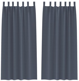 vidaXL Κουρτίνες με κουρτίνες 2 pcs Ανθρακί 245 x 140 εκ. Πολυεστέρας