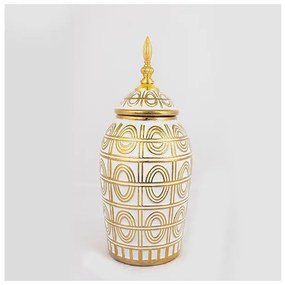 Βάζο Κεραμικό Λευκό &amp; Χρυσό 15x15x35.2cm 752-20038 Estheti-752-20038-Λευκό-Χρυσό 752-20038