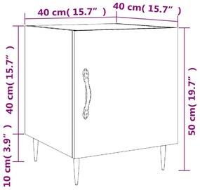 Κομοδίνα 2 τεμ. Καφέ Δρυς 40 x 40 x 50 εκ. από Επεξεργ. Ξύλο - Καφέ