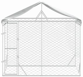 Κλουβί Σκύλου Εξ. Χώρου με Οροφή Ασημί 3x1,5x2,5 μ Γαλβ. Ατσάλι - Ασήμι