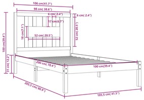 vidaXL Πλαίσιο Κρεβατιού 100 x 200 εκ. από Μασίφ Ξύλο Πεύκου