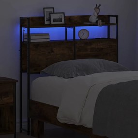 vidaXL Κεφαλάρι με ράφι Καπνιστή δρυς 90 cm Επεξεργασμένο ξύλο