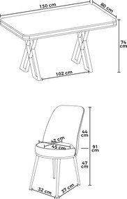 Dining Table &amp; Chairs Set (5 Pieces) Vals - White, Chrome, Grey White
Chrome
Grey