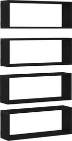 vidaXL Ράφια Τοίχου 4 τμχ. Μαύρη Οξυά 60 x 15 x 23 cm