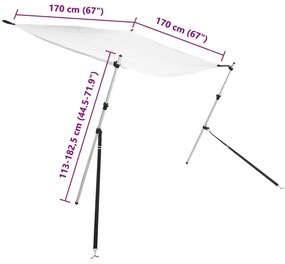 Επέκταση Σκιάστρου Σετ Σχήμα Τ Λευκό 170x170x(113-182,5) εκ.