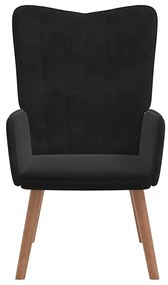 vidaXL Πολυθρόνα Relax Μαύρη Βελούδινη με Σκαμπό