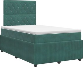 vidaXL Κρεβάτι box spring με στρώμα Σκούρο Πράσινο 120 x 190 cm