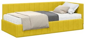vidaXL Κρεβάτι Γωνίας με στρώμα Κίτρινο 90 x 200 cm Βελούδο