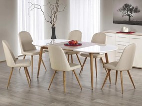 Τραπέζι Houston 567, Άσπρο, Μελί δρυς, 75x100x120cm, 51 kg, Επιμήκυνση, Ινοσανίδες μέσης πυκνότητας, Μέταλλο | Epipla1.gr