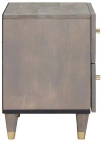 vidaXL Κομοδίνο 2 pcs Γκρι 40 x 33 x 46 εκ. Μασίφ ξύλο μάνγκο
