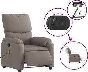 vidaXL Πολυθρόνα Μασάζ Ηλεκτρική Ανακλινόμενη Taupe Υφασμάτινη