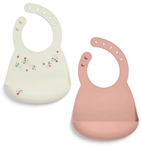 Mamas &amp; Papas Σαλιάρες Σιλικόνης Σετ 2τεμ Floral Berry