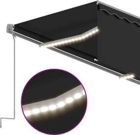 vidaXL Ηλεκτρική τέντα με LED και αισθητήρα 3 x 2,5 m Ανθρακί