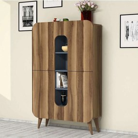 Ντουλάπι Mine 845HCT3907 93x31,8x144cm Walnut-Blue Μοριοσανίδα, Μελαμίνη