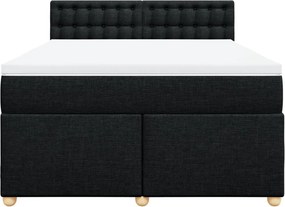 vidaXL Κρεβάτι Boxspring με Στρώμα Μαύρο 140x200 εκ. Υφασμάτινο