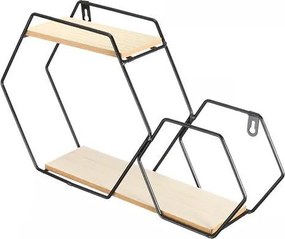 Ράφι επιτοίχιο Nextdeco minimal εξάγωνο μαύρο Υ25x25x12εκ.