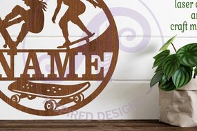 Σετ των 2 Intra απο ξύλο plywood 3mm-4mm πάχος – Skateboarder Γυναικείο Σήμα Laser Δίασταση 20x20 cm INTRAFABR-93039136