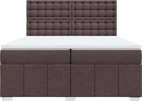 vidaXL Κρεβάτι Boxspring με Στρώμα Σκούρο Καφέ 200x200 εκ. Υφασμάτινο